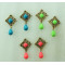 E-3248  Bohemian Style Vintage Bronze Alloy Hollow Out Carving Flower Resin Gem Drop Dangle Earrings