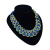N-5108  New Arrived Golden Metal Blue Black Big Crystal Chain Choker Necklace