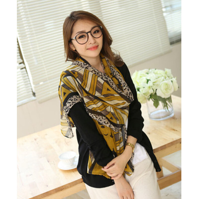 C-0073  New Arrival Famous Brand  Leopard Geometry Design Scrawl Long Rectangle Scarves Shawl 4 Colors Women