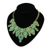 N-5109 New Arrived Golden Metal Blue Black Green Peach Resin Gem Crystal Shourouk Flower Choker Necklace