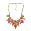 N-5109 New Arrived Golden Metal Blue Black Green Peach Resin Gem Crystal Shourouk Flower Choker Necklace