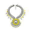 N-5103 Famous brand multi three row silver crystal facted chunky chain blink,shiny big resin gem sunflower drop N-5103  pendant luxury collar statement necklace