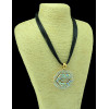 N-5113  New Arrival Black Chains Full Colorful Rhinestone Round Lip Pendant Necklace