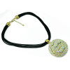 N-5113  New Arrival Black Chains Full Colorful Rhinestone Round Lip Pendant Necklace