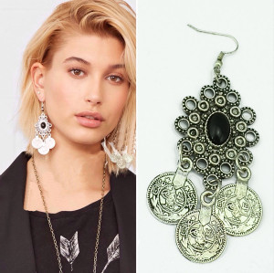 S-0100  Silver TURKISH Coin Earrings floral design. Boho Gypsy Beachy Ethnic Tribal Festival Jewelry Turkish Bohemian