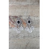 S-0100  Silver TURKISH Coin Earrings floral design. Boho Gypsy Beachy Ethnic Tribal Festival Jewelry Turkish Bohemian