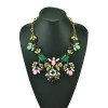 N-5125  Shourouk Choker Necklace Golden Metal Colorful Resin Gem Crystal Flower Best Gift