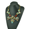 N-5125  Shourouk Choker Necklace Golden Metal Colorful Resin Gem Crystal Flower Best Gift