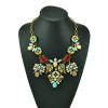 N-5125  Shourouk Choker Necklace Golden Metal Colorful Resin Gem Crystal Flower Best Gift