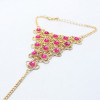 B-0402  Europe Style ASOS Gold Plated AlloyRose/Green Clover Four Leaf  link ring bracelet