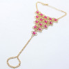 B-0402  Europe Style ASOS Gold Plated AlloyRose/Green Clover Four Leaf  link ring bracelet