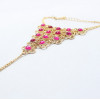 B-0402  Europe Style ASOS Gold Plated AlloyRose/Green Clover Four Leaf  link ring bracelet