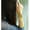 B-0402  Europe Style ASOS Gold Plated AlloyRose/Green Clover Four Leaf  link ring bracelet