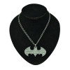 N-5129  European Gun Black Alloy Clear Rhinestone Bat Necklace