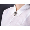 P-0138  European Style Golden Alloy Pearl Rhinestone Blue Crystal Cross Pin Brooch