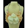 N-5136  Flower Girls Ribbon Chain Pearl Big Lace Flower Necklace Wedding Jewelry Presents