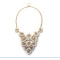 N-5135  Korean fashion  gold plated link chain fan shape white/black  bead statement necklace