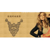 N-5135  Korean fashion  gold plated link chain fan shape white/black  bead statement necklace