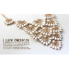 N-5135  Korean fashion  gold plated link chain fan shape white/black  bead statement necklace