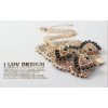 N-5135  Korean fashion  gold plated link chain fan shape white/black  bead statement necklace