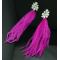 E-3268 2Colors fashion bohemia white rhinestone flower dangle earrings feathers tassel long earrings design female jewelry