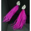E-3268 2Colors fashion bohemia white rhinestone flower dangle earrings feathers tassel long earrings design female jewelry