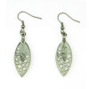 N-5130  Silver Metal Hollow Out Flower Rhinestone Leaf Pendant Earring Necklace Jewelry Set