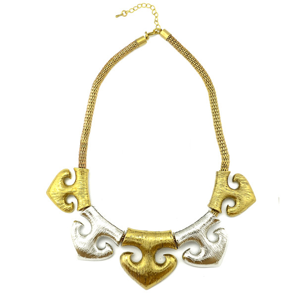 N-5138 vintage style golden silver metal anchor choker necklace