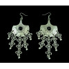 E-3259   Bohemian style carving flower black gem stone clover balls long tassel hangling earrings,ethnic,gypsy,beach,india,african stone jewelry