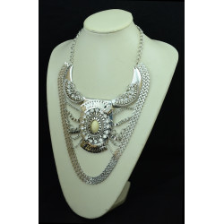 N-5160  European 3 Colors Crystal Acrylic Gem Snake Chain Big Style Statement Necklace