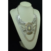 N-5160  European 3 Colors Crystal Acrylic Gem Snake Chain Big Style Statement Necklace