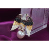 P-0139 European Gold Plated Alloy Pearl Rhinestone Eagle Pin Brooch