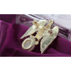 P-0139 European Gold Plated Alloy Pearl Rhinestone Eagle Pin Brooch