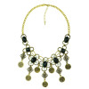 N-5159  Bohemian style gold silver coin tassel gem stone clover flower necklace earrings set,boho,gypsy,ethnic statement necklace set