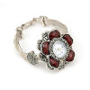 B-0411 Hot Sale Fashion & Casual Antique Silver Wide Layered Chain Big Vogue Flower Bracelet Quartz  Wristwatches Clock
