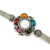 B-0411 Hot Sale Fashion & Casual Antique Silver Wide Layered Chain Big Vogue Flower Bracelet Quartz  Wristwatches Clock