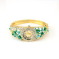 B-0407 Hot Sale European Fashion Style Watch Women Bracelet Charming Rhinestone Flower Alloy Bracelets wristwatch Clock 5 Colors