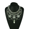 N-5167 European Style Wide Chain Carving Coin Beads Snake Chain Crystal Ethnic Statement Necklace Costume Jewelry