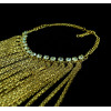 N-5173 European Style Fashion Rhinestone Gold Plated Wide Chain Tassels Ball   Statement Chunky Necklace