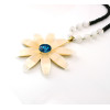 N-5175 Korea Style Beaded Sweater Chain Crystal Big Sun Flower Necklace