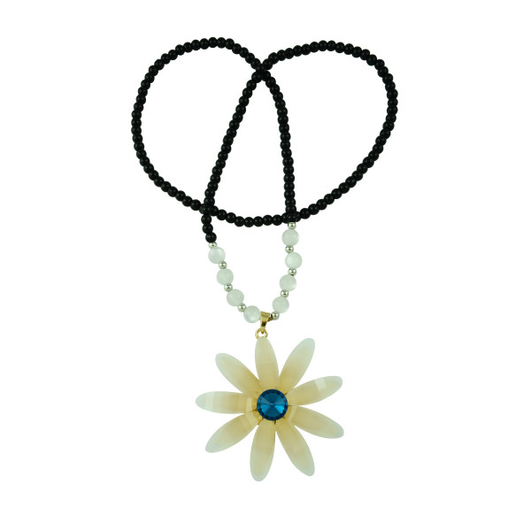 N-5175 Korea Style Beaded Sweater Chain Crystal Big Sun Flower Necklace