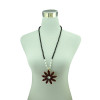 N-5175 Korea Style Beaded Sweater Chain Crystal Big Sun Flower Necklace