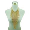 N-5173 European Style Fashion Rhinestone Gold Plated Wide Chain Tassels Ball   Statement Chunky Necklace