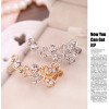 E-3287  Korean fashion silver plated charming rhinestone butterfly earhook ear clip earrings