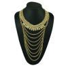 N-5187   European  Style Silver Gold Plated Metal Wide Chain Multilayer Tassel Crystal rhinestone chunk statement  Necklace  Jewelry