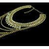 N-5187   European  Style Silver Gold Plated Metal Wide Chain Multilayer Tassel Crystal rhinestone chunk statement  Necklace  Jewelry