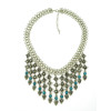N-5196 European vintage style Fringe Carving Flower Collar Coin Statement Necklace
