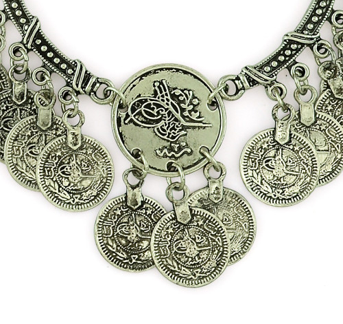 N-5191 vintage style ethnic jewelry necklaces acrylic carving flowers round coin tassels necklaces