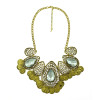 N-5207   Turkish Fashion Vintage Style Handmade Boho Hollow Out Drop Crystal Coin Necklace Metal Festival Costume