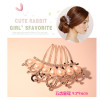 F-0191  Fashion Korean Style Gold Plated Alloy Pearl Rhinestone Crown Flower Love Of Butterfly Hair Comb
